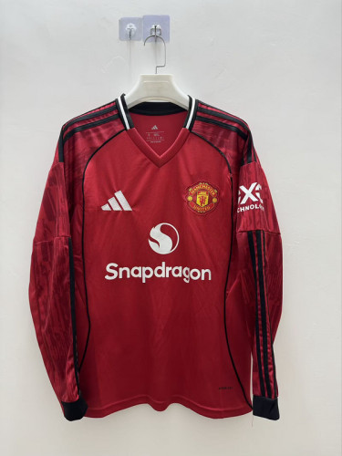Long Sleeve Fan Version 2025-2026 Manchester United Home Soccer Jersey Man United Football Shirt