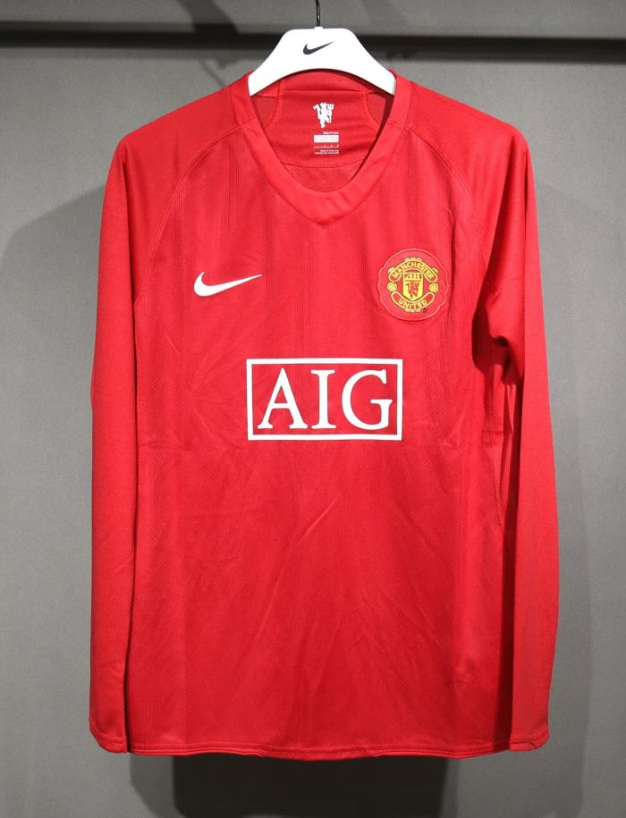 Player Version Long Sleeve Retro Jersey 2007-2008 Manchester United Home Football Shirt Vintage Soccer Jersey