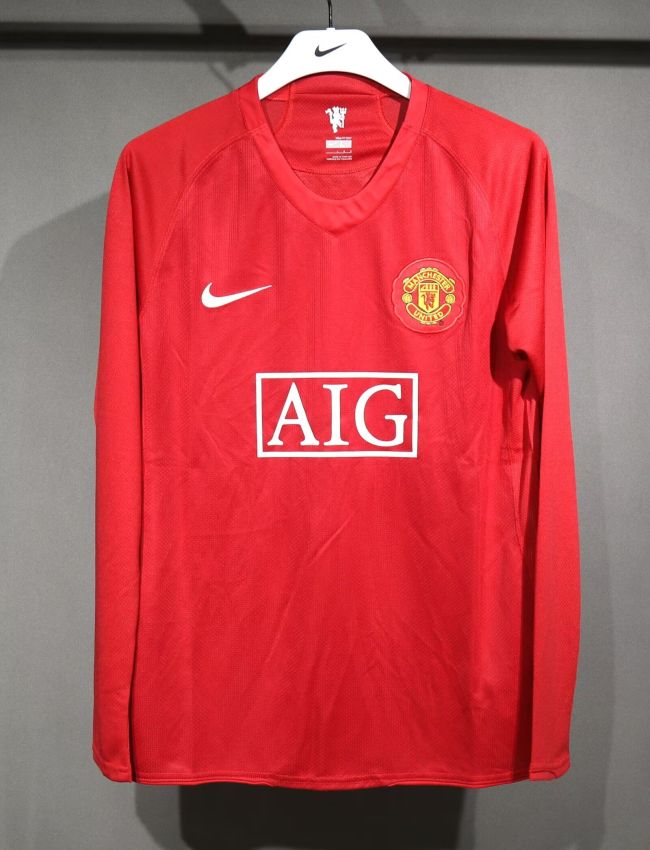 Player Version Long Sleeve Retro Jersey 2007-2008 Manchester United Home Football Shirt Vintage Soccer Jersey