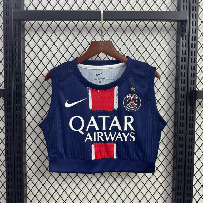 with One Star Women 2025-2026 PSG Home Soccer Yoga Vest Girl Football Jersey