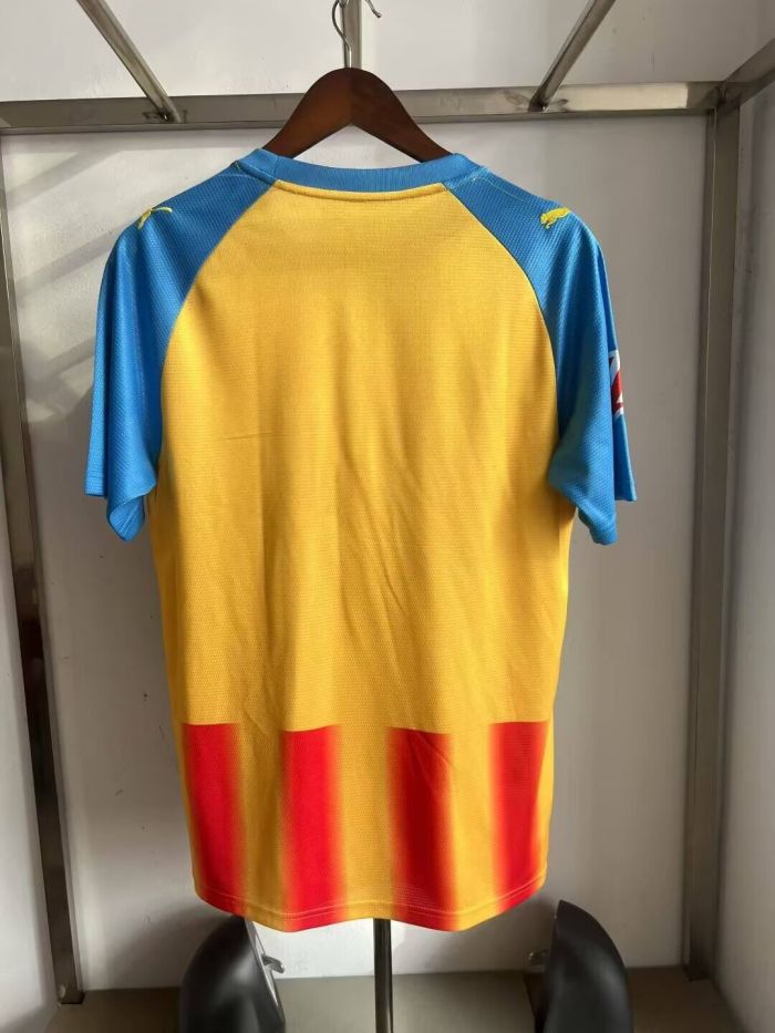 without Sponor Logo+LALIGA Patch Fans Version 2025-2026 Valencia Red/Yellow Soccer Jersey Football Shirt