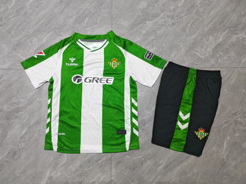 with Laliga Patch Youth Uniform Kids Kit 2025-2026 Real Betis Home Soccer Jersey Shorts Child Football Set