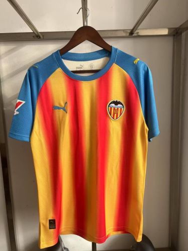 without Sponor Logo+LALIGA Patch Fans Version 2025-2026 Valencia Red/Yellow Soccer Jersey Football Shirt