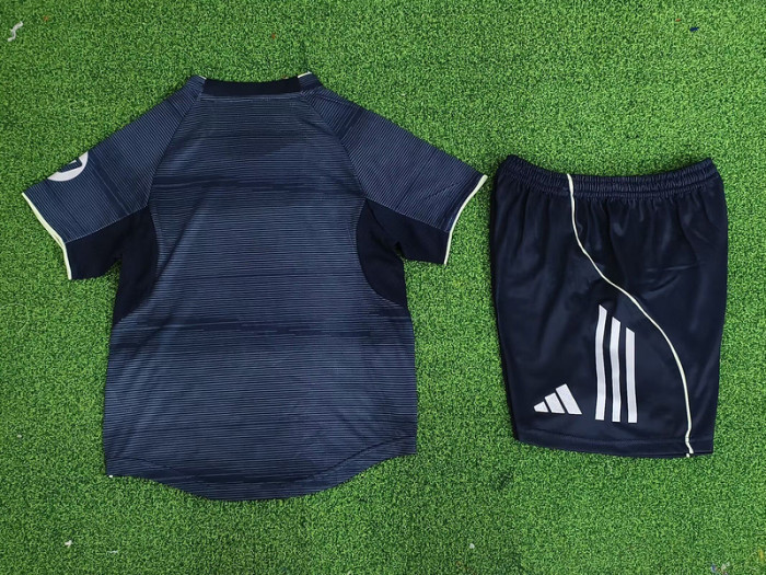 Player Version Youth Uniform Kids Kit 2025-2026 Real Madrid Away Soccer Jersey Shorts Child Football Set