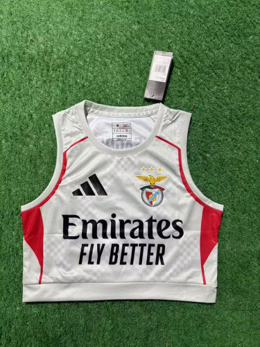 Women 2025-2026 Benfica Away White Soccer Yoga Vest Girl Football Jersey