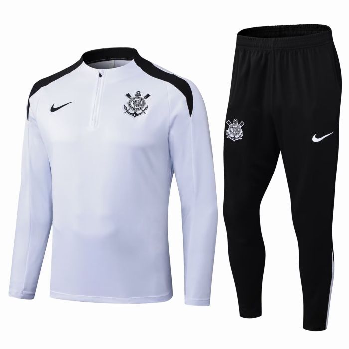 2025-2026 Corinthians White Soccer Training Sweater and Pants Football Kit