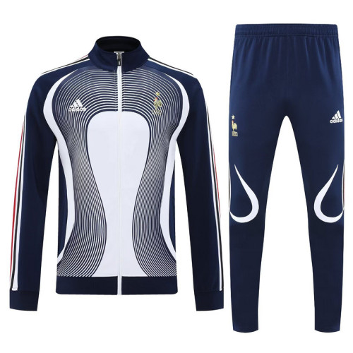 2025-2026 France Dark Blue/White Soccer Training Jacket and Pants Football Tracksuit