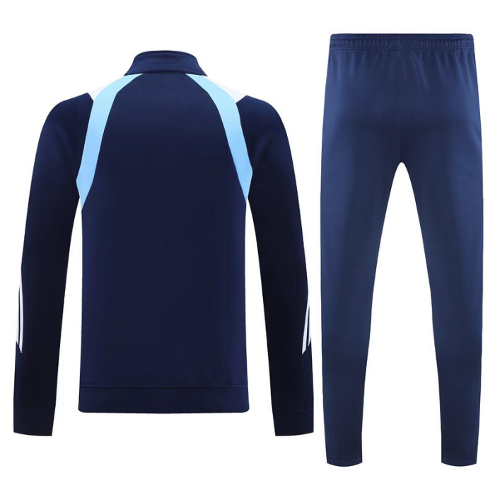 Retro Model 2025-2026 Real Madrid White/Dark Blue Soccer Training Jacket and Pants Football Tracksuit