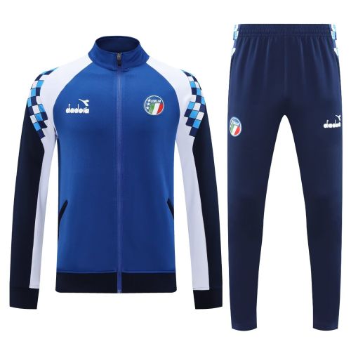 Adult 2025-2026 Italy Blue/White Soccer Jacket and Long pants Football Tracksuit