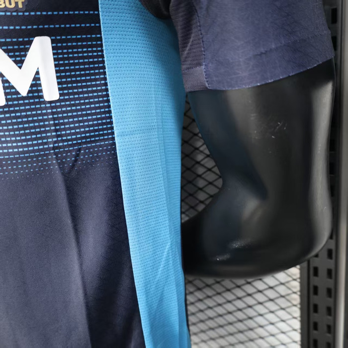 Player Version 2025-2026 Olympique de Marseille Away Dark Blue Soccer Jersey White Football Shirt