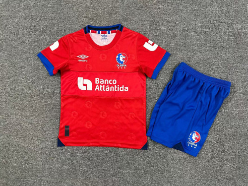 Youth Uniform Kids Kit 2025-2026 Club Deportivo Olimpia Away Red Soccer Jersey Shorts Child Football Set
