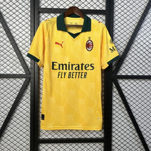 Fan Version 2025-2026 AC Milan Third Away Yellow Soccer Jersey AC Football Shirt