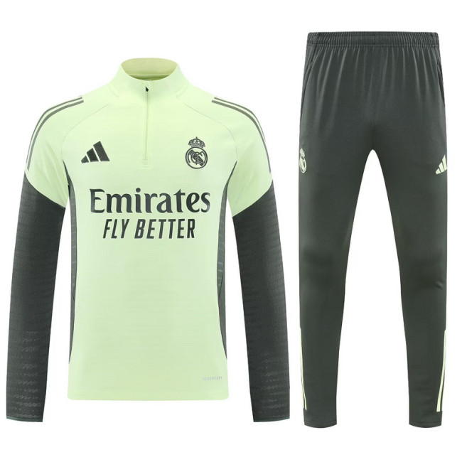 2025-2026 Real Madrid Light Green Soccer Training Sweater and Pants Football Kit