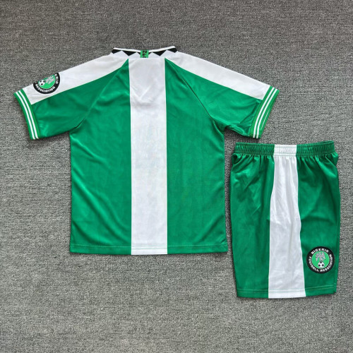 Retro Youth Uniform Kids Kit 1996 Nigeria Home Soccer Jersey Shorts Child Football Set