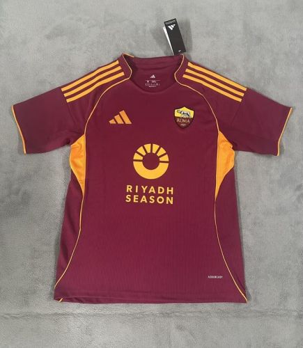 with Sponor Logo Fan Version 2025-2026 As Roma Home Soccer Jersey Football Shirt