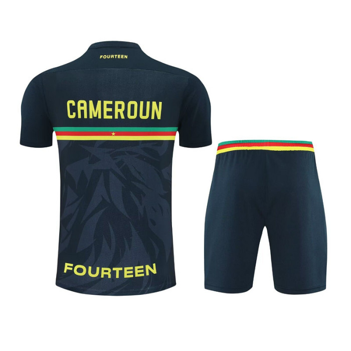 Adult Uniform 2025-2026 Cameroon Dark Blue Soccer Training Jersey Shorts Cameroun Men's Football Kit