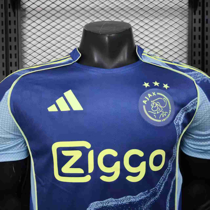 Player Version 2025-2026 Ajax Away Blue Soccer Jersey Football Shirt