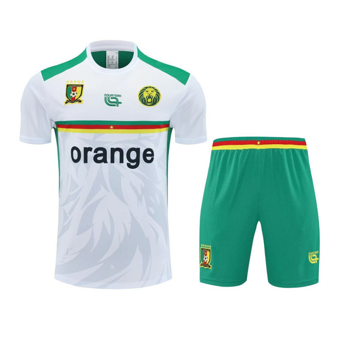 Adult Uniform 2025-2026 Cameroon White Soccer Training Jersey Shorts Cameroun Men's Football Kit