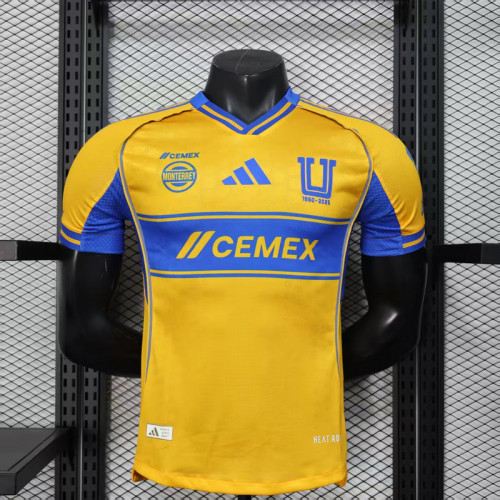 Player Version 2025-2026 Tigres UANL Home Soccer Jersey Yellow Football Shirt