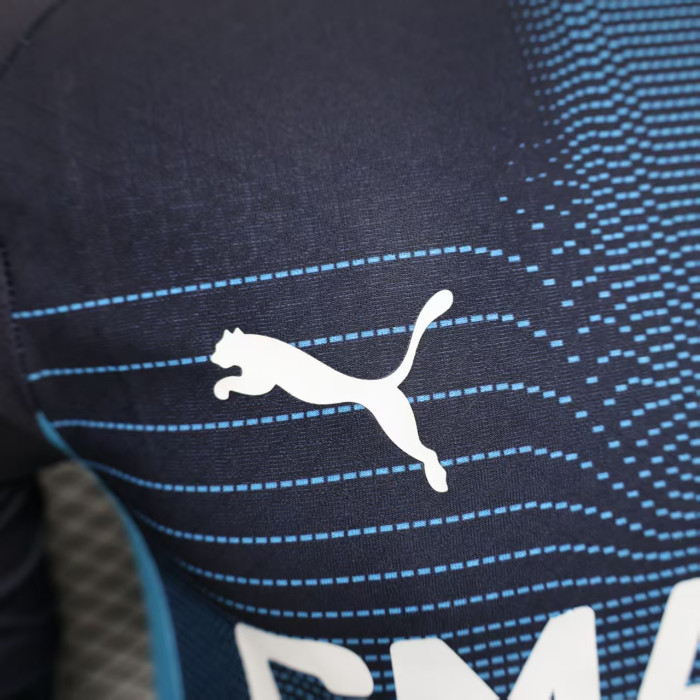 Player Version 2025-2026 Olympique de Marseille Away Dark Blue Soccer Jersey White Football Shirt