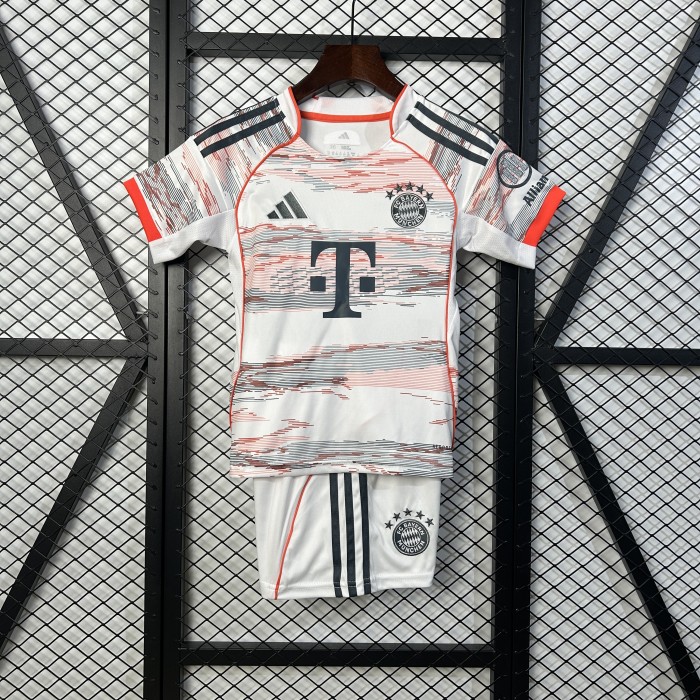 Youth Uniform Kids Kit 2025-2026 Bayern Munich Away Soccer Jersey Shorts Child Football Set