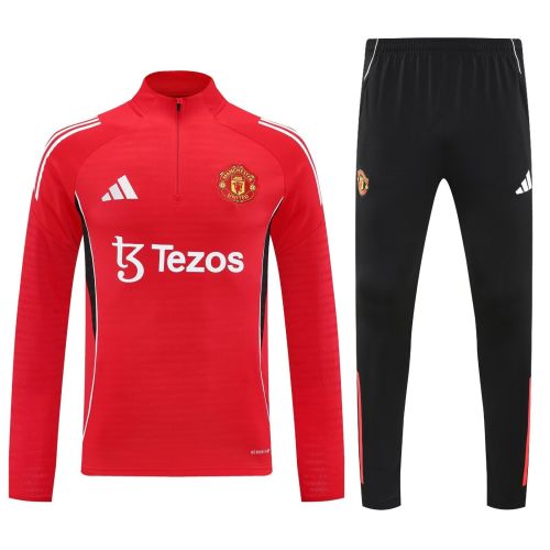 2025-2026 Manchester United Red Soccer Training Sweater and Pants Football Kit