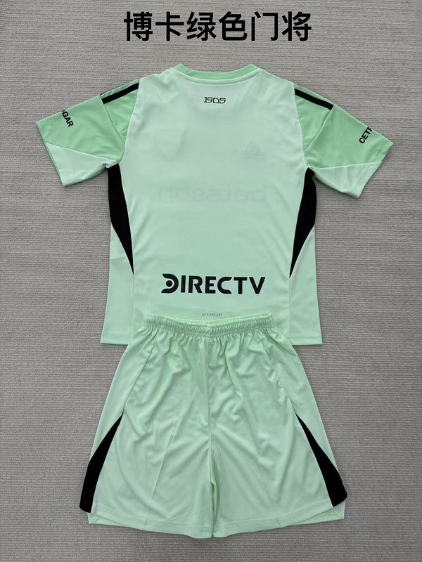 Youth Uniform Kids Kit 2025-2026 Boca Juniors Green Goalkeeper Soccer Jersey Shorts Child Football Set