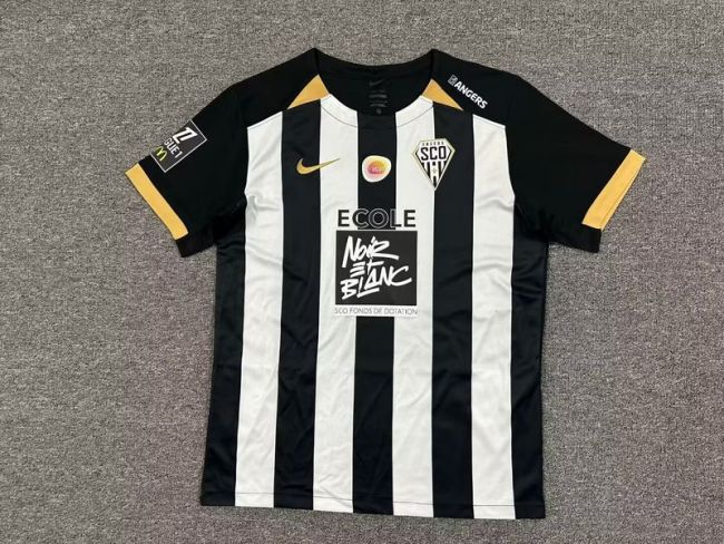with Ligue 1 Patch Fan Version 2025-2026 Angers SCO Home Soccer Jersey Football Maillot