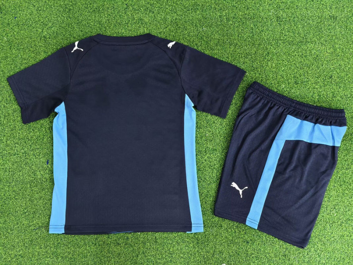 Player Version Youth Uniform Kids Kit 2025-2026 Marseille Away Soccer Jersey Shorts Child Football Set