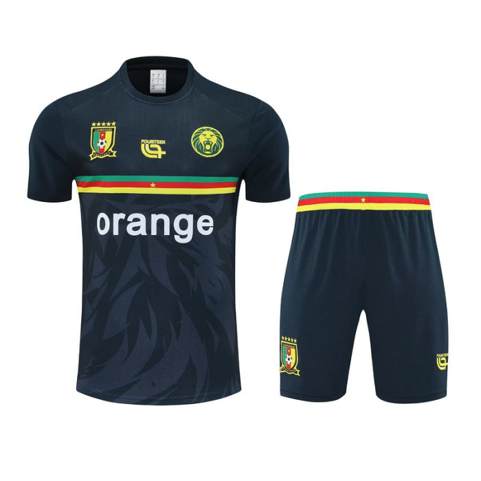 Adult Uniform 2025-2026 Cameroon Dark Blue Soccer Training Jersey Shorts Cameroun Men's Football Kit
