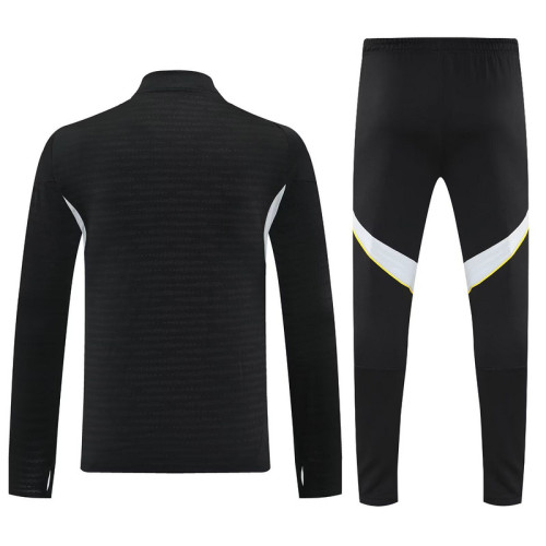 2025-2026 Real Madrid Black/Grey Soccer Training Sweater and Pants Football Kit