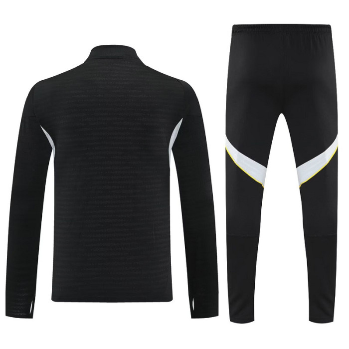 2025-2026 Real Madrid Black/Grey Soccer Training Sweater and Pants Football Kit