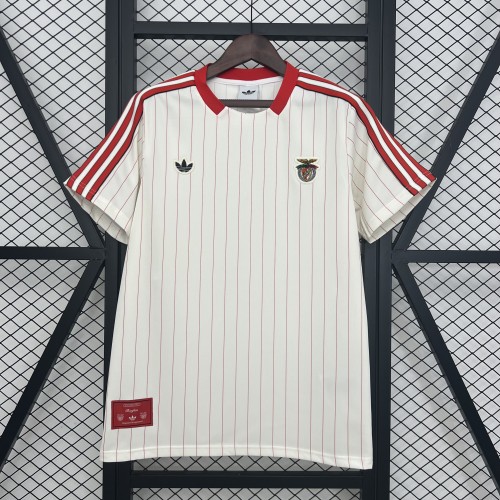 Fan Version 2025-2026 Benfica White/Red Lines Soccer Jersey Football Shirt