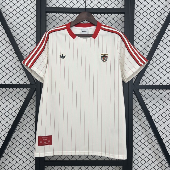 Fan Version 2025-2026 Benfica White/Red Lines Soccer Jersey Football Shirt