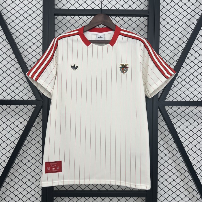 Fan Version 2025-2026 Benfica White/Red Lines Soccer Jersey Football Shirt