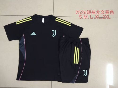 Adult Uniform 2025-2026 Juventus Black Soccer Training Jersey and Shorts Football Kits