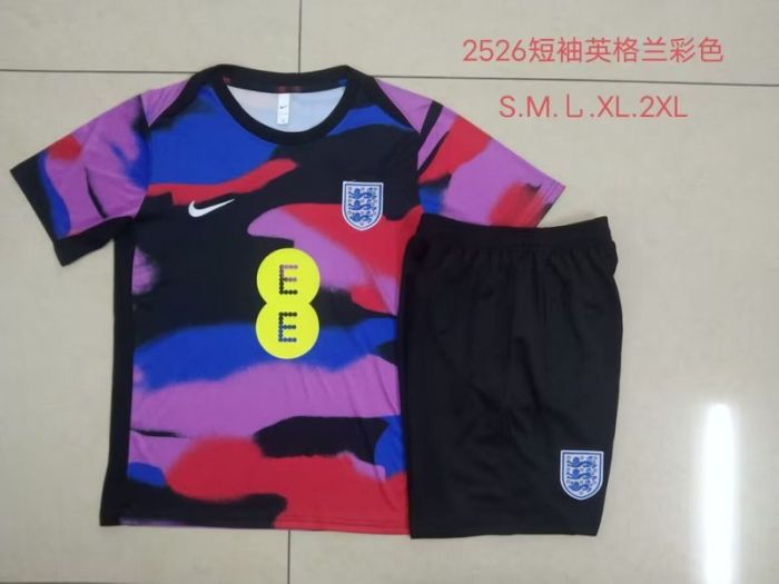 Adult Uniform 2025-2026 England Colorful Soccer Training Jersey and Shorts Football Kits