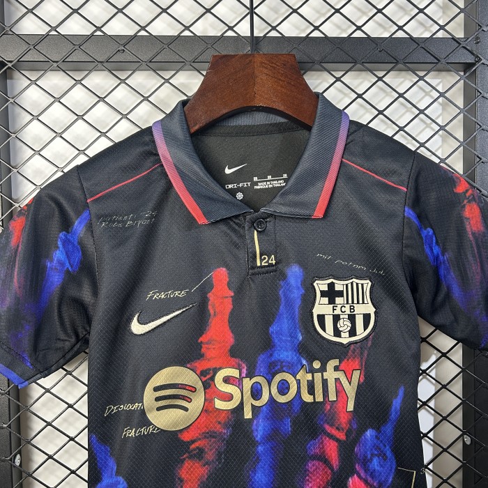 Youth Uniform Kids Kit 2025-2026 Barcelona Black/Purple Soccer Jersey Shorts Child Football Set