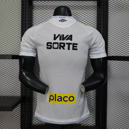 with Sponor Logo Player Version 2025-2026 Santos White Soccer Jersey Football Shirt