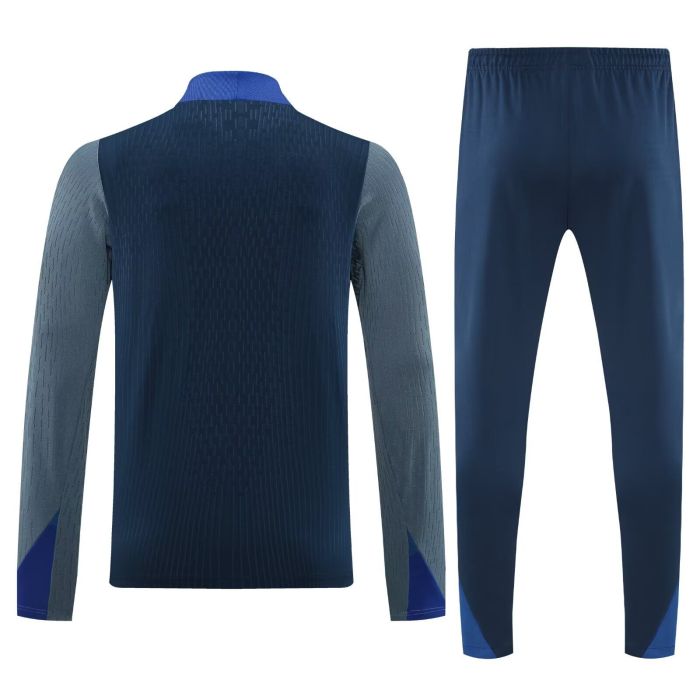 2025-2026 PSG Dark Blue/Grey Soccer Training Sweater and Pants Football Kit