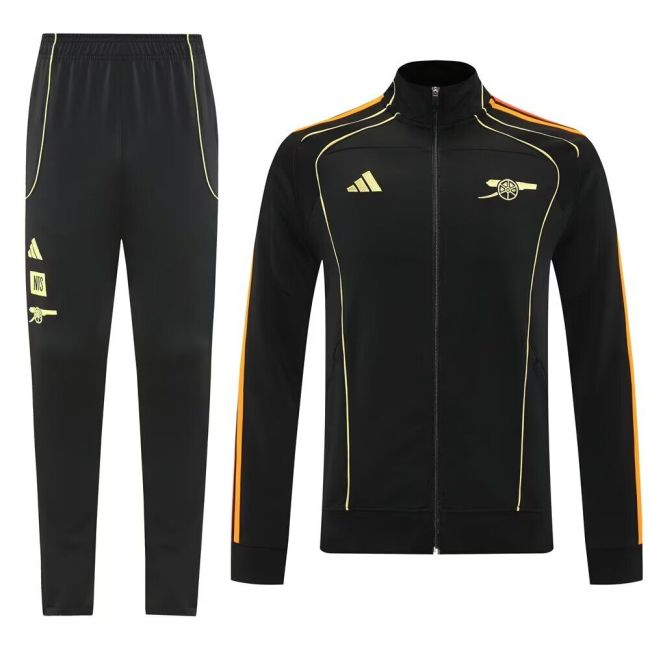 Adult 2025-2026 Arsenal Black Soccer Jacket and Long pants Football Tracksuit