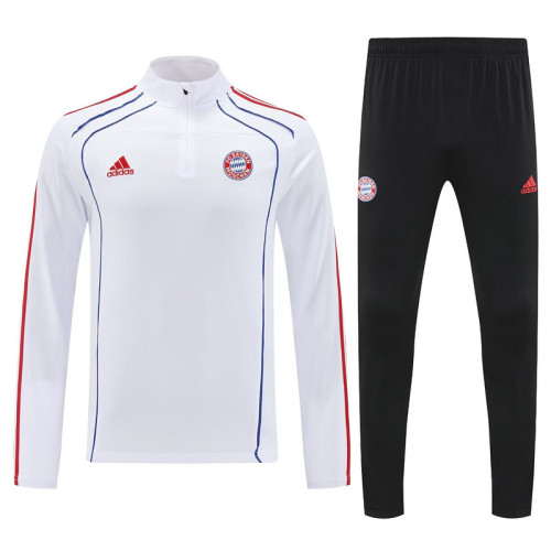 2025-2026 Bayern Munich White/Blue/Red Soccer Training Sweater and Pants Football Kit