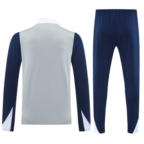 2025-2026 Inter Milan Grey/Dark Blue Soccer Training Sweater and Pants Football Kit