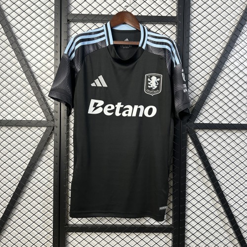 Fan Version 2025-2026 Aston Villa Away Black Football Shirt Soccer Jersey