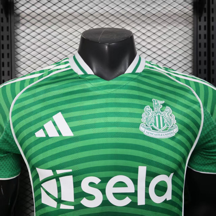 Player Version 2025-2026 Newcastle United Away Green Soccer Jersey Football Shirt