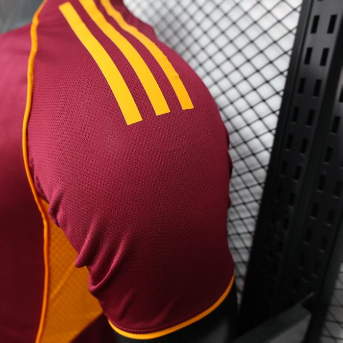with Sponor Logo Player Version 2025-2026 As Roma Home Soccer Jersey Football Shirt