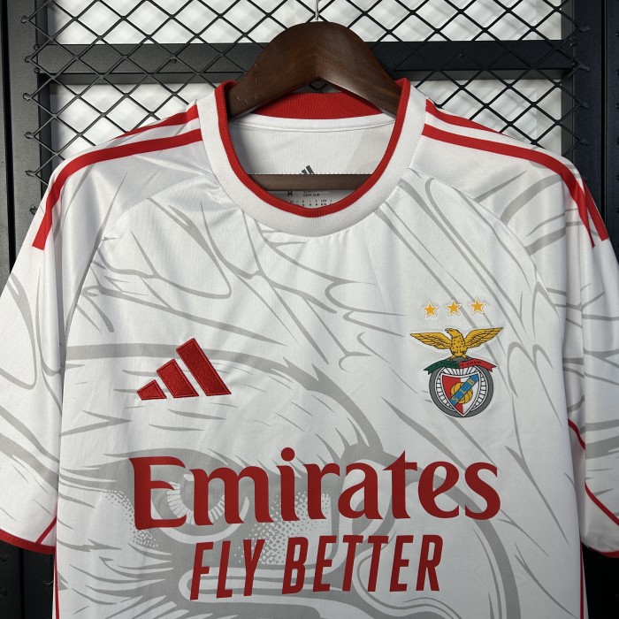 Fan Version 2025-2026 Benfica White Soccer Jersey Football Shirt