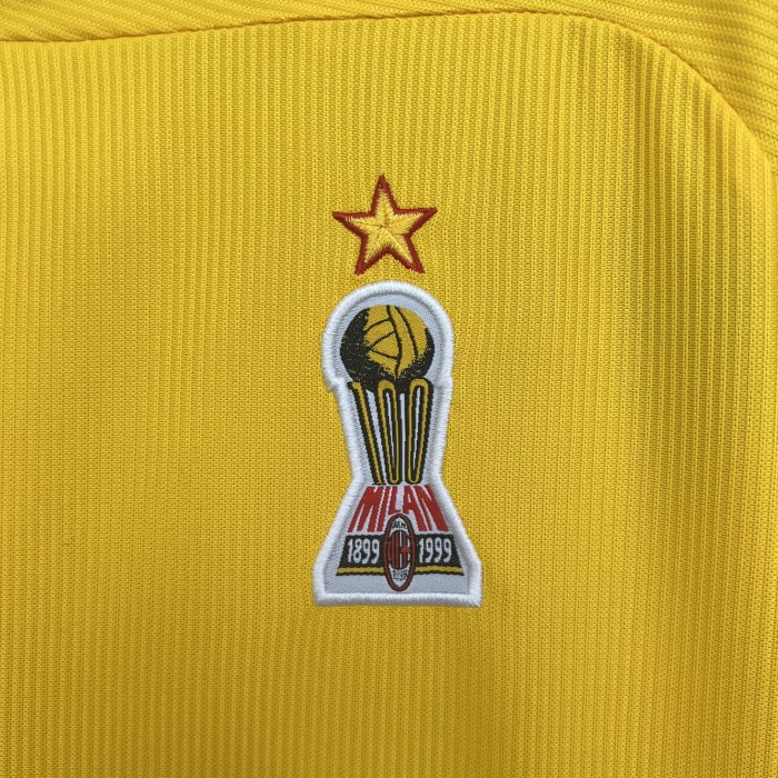 Retro Jersey 1999-2000 AC Milan Away Yellow Soccer Jersey Vintage Football Shirt