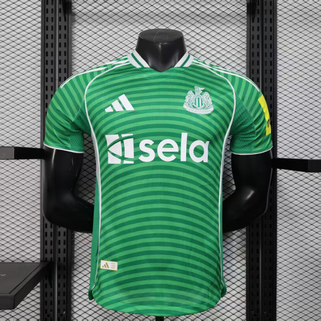 Player Version 2025-2026 Newcastle United Away Green Soccer Jersey Football Shirt