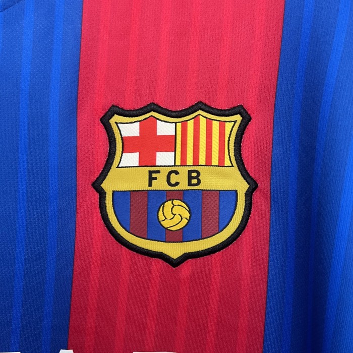 Long Sleeve Fan Version Retro Jersey 2016-2017 Barcelona Home Vintage Soccer Jersey